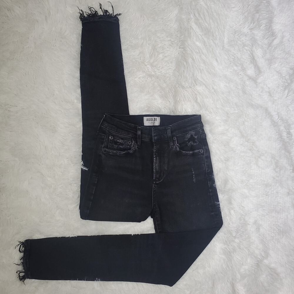 Agolde Sophie Black Destructed Skinny Jeans 25 / 0